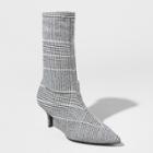 Women's Bette Plaid Kitten Heel Bootie - A New Day Gray