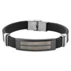 Men's West Coast Jewelry Blackplated Stainless Steel Checkered Rubber Id Plate, Black/silver