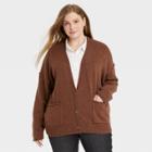 Women's Plus Size Button-front Grandpa Cardigan - Universal Thread Rust
