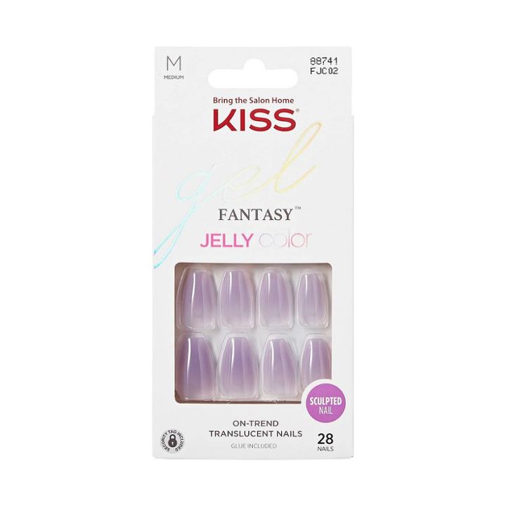Kiss Products Gel Fantasy Jelly Color Sculpted Long Square Translucent Fake Nails - Quince Jelly