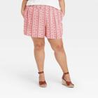Women's Plus Size Striped Smocked Waist Pull-on Shorts - Knox Rose Red