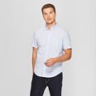 Men's Striped Standard Fit Short Sleeve Poplin Button-down Shirt - Goodfellow & Co Amparo Blue