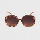Women's Crystal Tortoise Shell Oversized Round Sunglasses - A New Day Brown