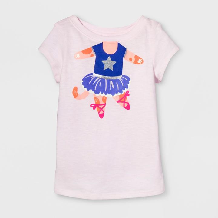 Toddler Girls' Cap Sleeve Graphic T-shirt - Cat & Jack Cherry Cream
