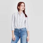 Women's Striped Long Sleeve Button-down Relaxed Fit Shirt - Universal Thread Blue