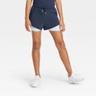 Girls' Double Layer Run Shorts - All In Motion Navy Xs, Girl's, Blue