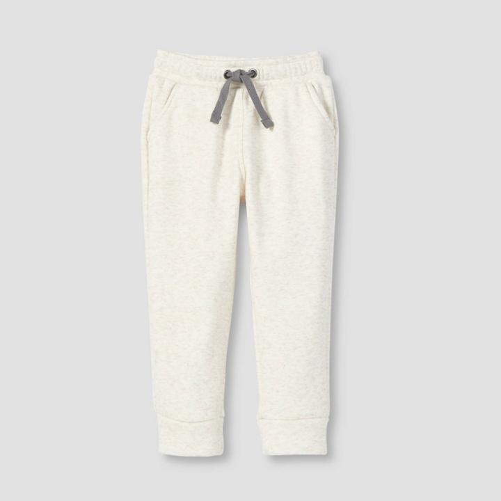 Toddler Boys' Velboa Knit Pull-on Jogger Pants - Cat & Jack Oatmeal Heather 12m, Oatmeal Grey
