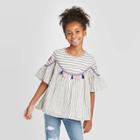 Girls' Striped Woven Top - Cat & Jack Blue Xs, Girl's, Blue White