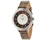 Earth Wood Goods Women's Earth Autumn Wood Outer-dial Polyurethane Strap Watch-dark Brown, Dark Brown