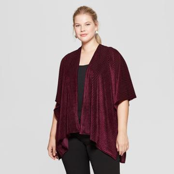 Estee & Lilly Women's Plus Size Textured Stripe Velvet Kimono - Estee &