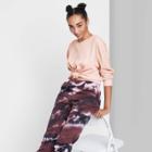Women's Long Sleeve Boxy Waffle Knit T-shirt - Wild Fable Pink