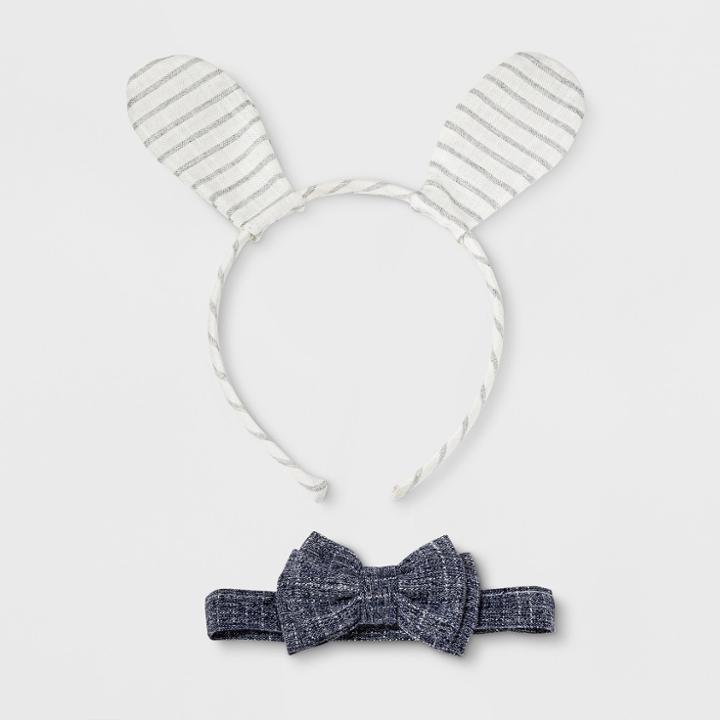 Toddler Boys' Bunny Headband And Bow Tie Set - Cat & Jack White/blue
