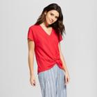 Women's Short Sleeve Wrap Front T-shirt - Universal Thread Red