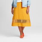 Women's Plus Size Midi Skirt With Lace Detail - Ava & Viv Orange X