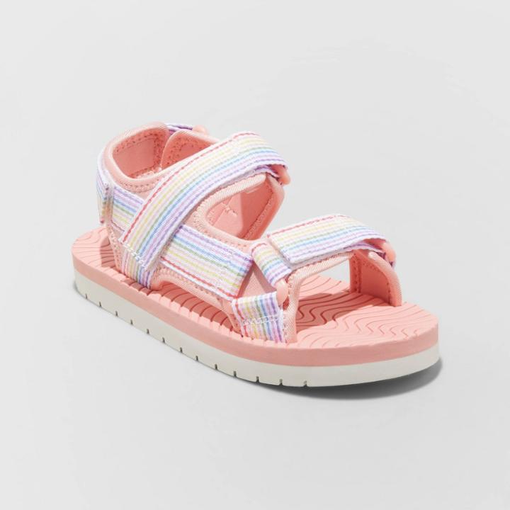 Kids' Emery Rainbow Print Ankle Strap Sandals - Cat & Jack Pink