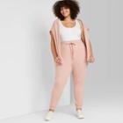 Women's Plus Size High-rise Waffle Knit Jogger Pants - Wild Fable Blush Pink