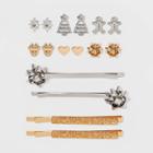 No Brand Multi Holiday Bow And Icon Bobby Pins And Stud Earring