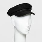 Women's Flannel Military With Suede Trim Newsboy Hat - Universal Thread Black