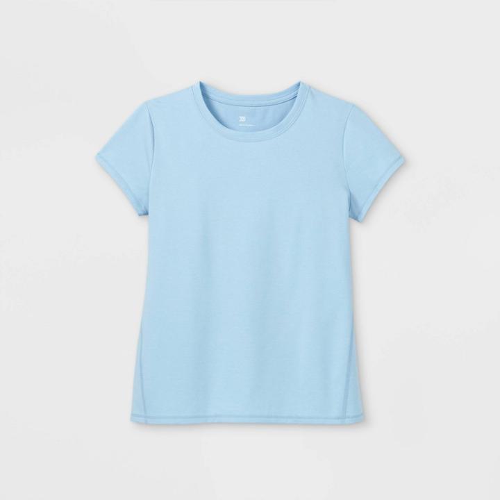 Girls' Short Sleeve T-shirt - All In Motion Light Blue Heather