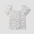 Girls' Floral Puff Sleeve Top - Art Class Cream