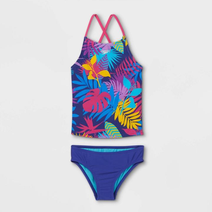Speedo Girls' Floral Print Tankini