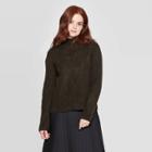Women's Long Sleeve Mock Turtleneck Stitch Mix Pullover Sweater - Prologue Green