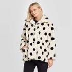 Women's Polka Dot Long Sleeve Swing Faux Fur Jacket - Who What Wear White/black S, Women's,