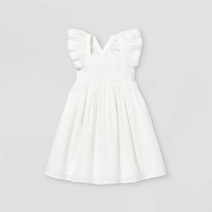 Toddler Girls' Ruffle Sleeve Dress - Cat & Jack White