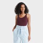 Women's Slim Fit Ribbed Tank Top - A New Day Burgundy