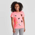 Petitegirls' Short Sleeve Hearts Flip Sequin T-shirt - Cat & Jack Neon Coral Xs, Girl's,