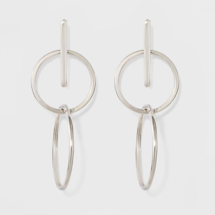 Target Dangle Drop Post Silver Plated Double Round Earrings - A New Day