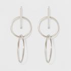 Target Dangle Drop Post Silver Plated Double Round Earrings - A New Day