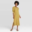 Women's Puff Long Sleeve T-shirt Dress - Universal Thread Green