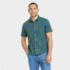Men's Short Sleeve Knit Button-down Shirt - Goodfellow & Co Olive Green