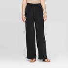 Target Women's Regular Fit Tie Waist Wide Leg Pants - A New Day Black