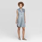 Women's Sleeveless Deep V-neck Tunic Dress - Prologue Blue