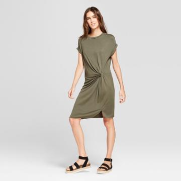Women's Short Sleeve Sheath Dress - Alison Andrews Olive M, Size: