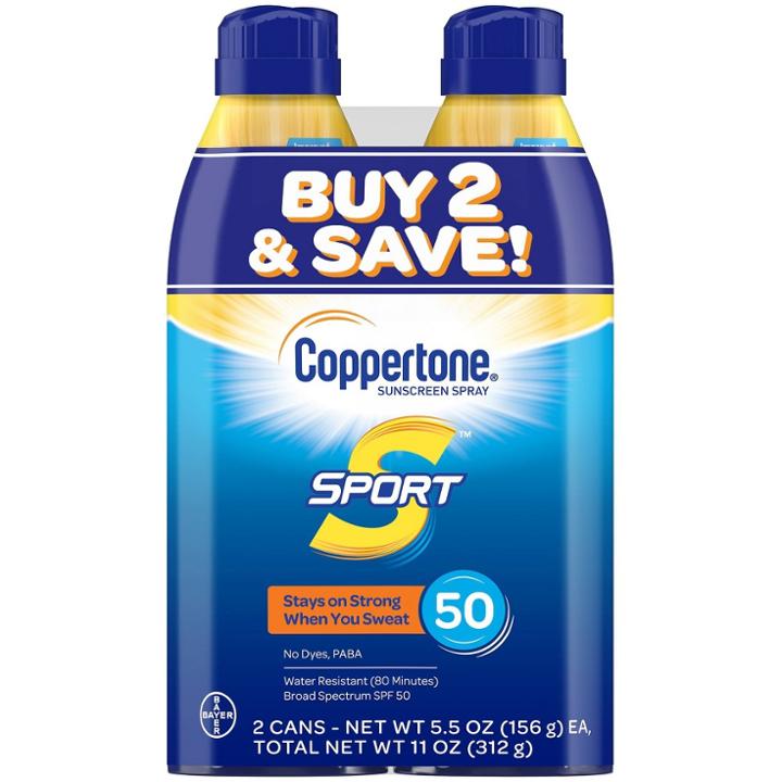 Coppertone Sport Sunscreen Spray - Spf 50 - 11oz - Twin Pack