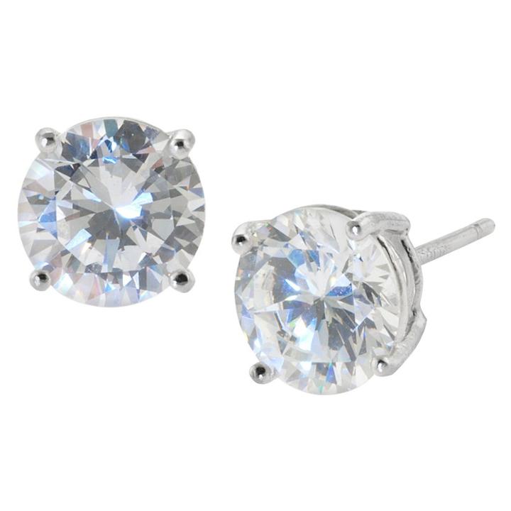 Target Women's Sterling Silver Round Cubic Zirconia Stud Earring
