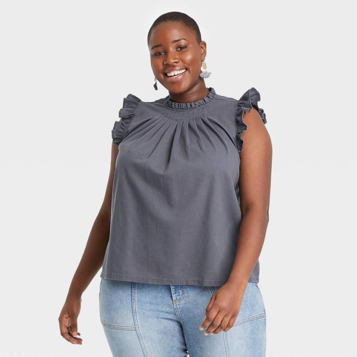 Women's Plus Size Pleated Tank Top - Universal Thread Gray