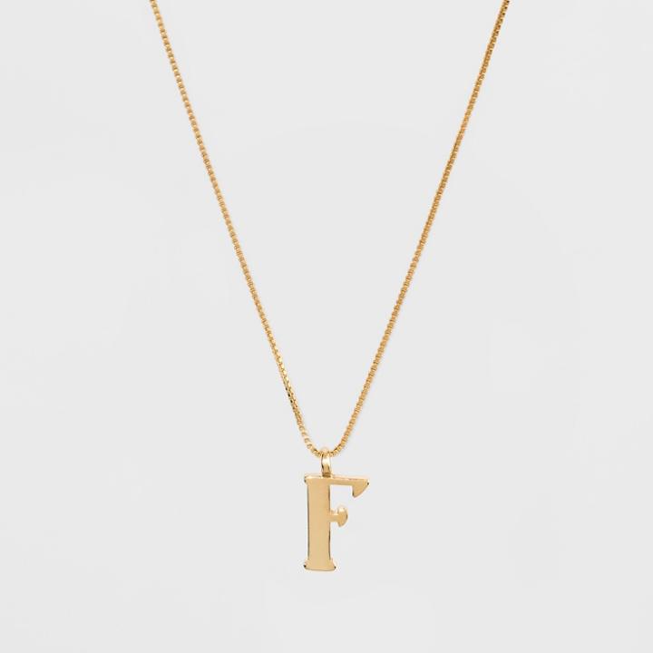 Gold Plated Initial F Pendant Necklace - A New Day Gold, Gold - F