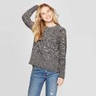 Women's Long Sleeve Crewneck Raglan Pullover Sweater - Universal Thread Navy