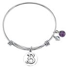 Los Angeles Stainless Steel Expandable Bracelet Initial B - Silver