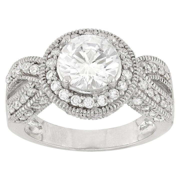 2.83 Ct. T.w. Twisted Halo Cubic Zirconia Ring In Sterling Silver -
