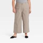 Women's Plus Size Cropped Wide Leg Fashion Pants - A New Day Brown