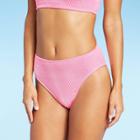 Juniors' Textured High Leg High Waist Bikini Bottom - Xhilaration Pink