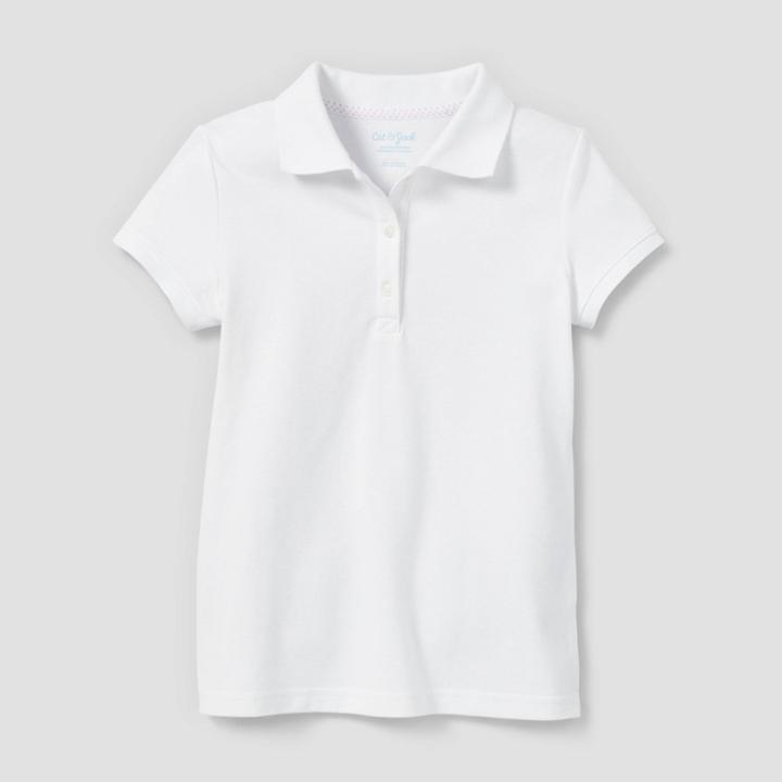 Girls' Stain Release Uniform Polo Shirt - Cat & Jack White