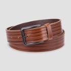 Men's Striped 35mm Stripe Emboss Belt - Goodfellow & Co Brown