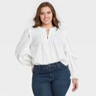 Women's Plus Size Long Sleeve Ruffle Blouse - Universal Thread White