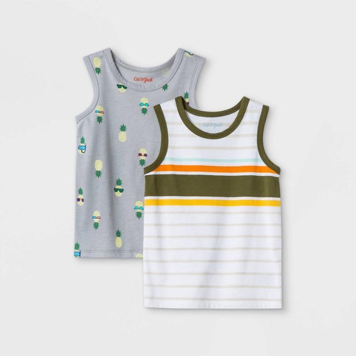 Toddler Boys' 2pk Jersey Knit Tank Top - Cat & Jack Olive/gray